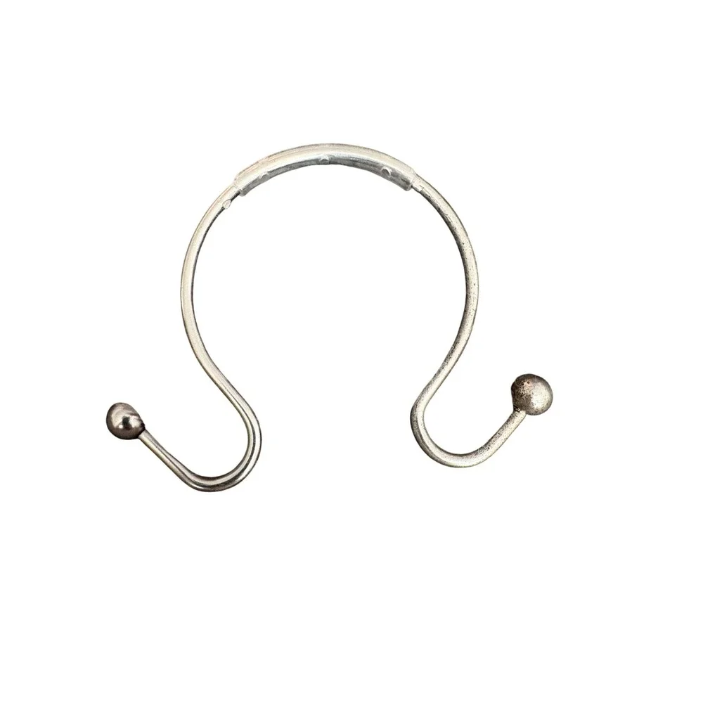 Airia living.  Set of 12 Silver Double Sided Roller Shower Curtain Hooks Metal